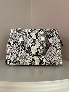 Michael Kors NWOT Snake Python-Print Structured Satchel Handbag in Black & White